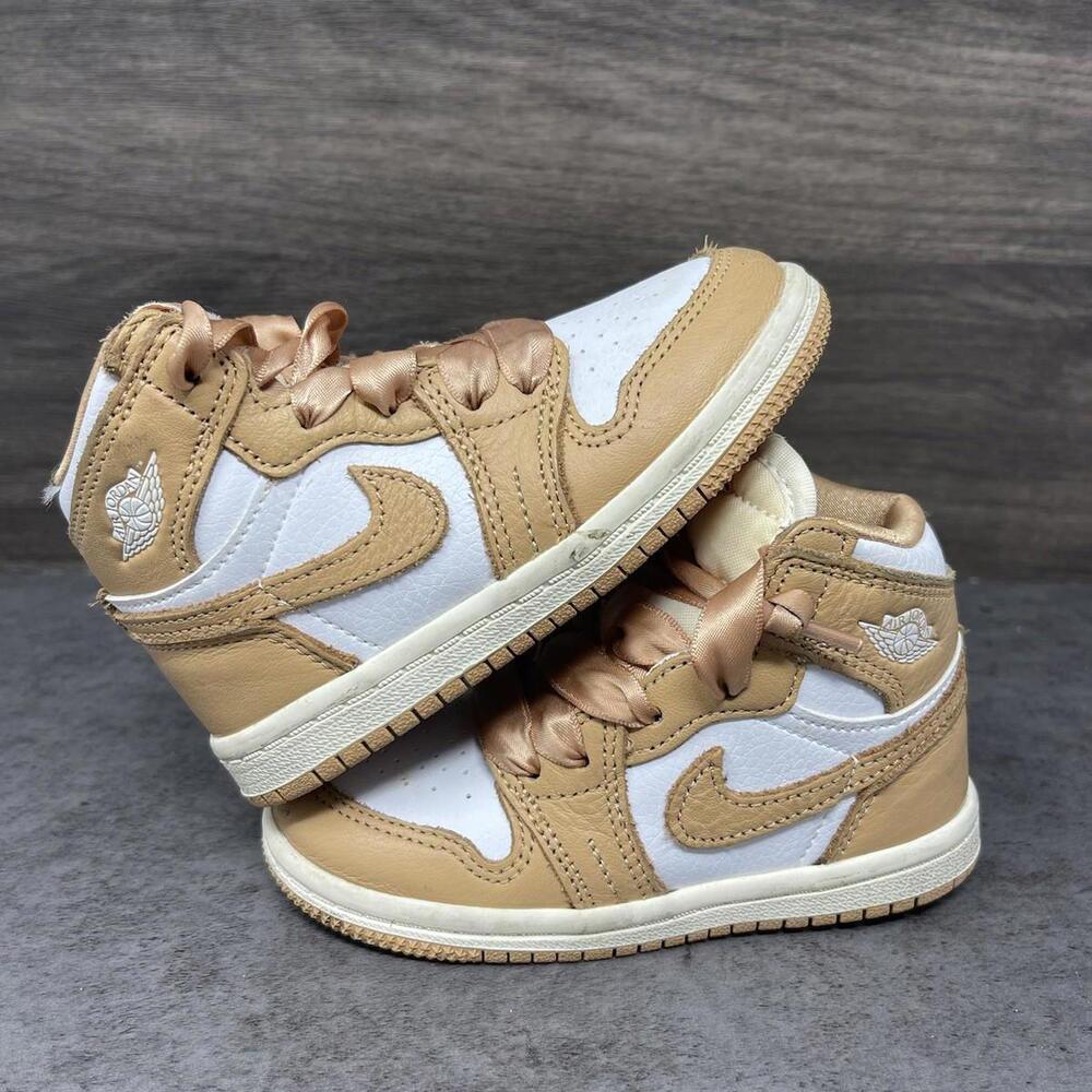 Air Jordan 1 OG TD Praline Shoes Kids Size 7C Toddler Sneakers FN6623-201